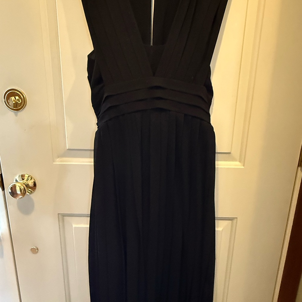 Karl Lagerfeld Black V-Neck Pleated Maxi Dress